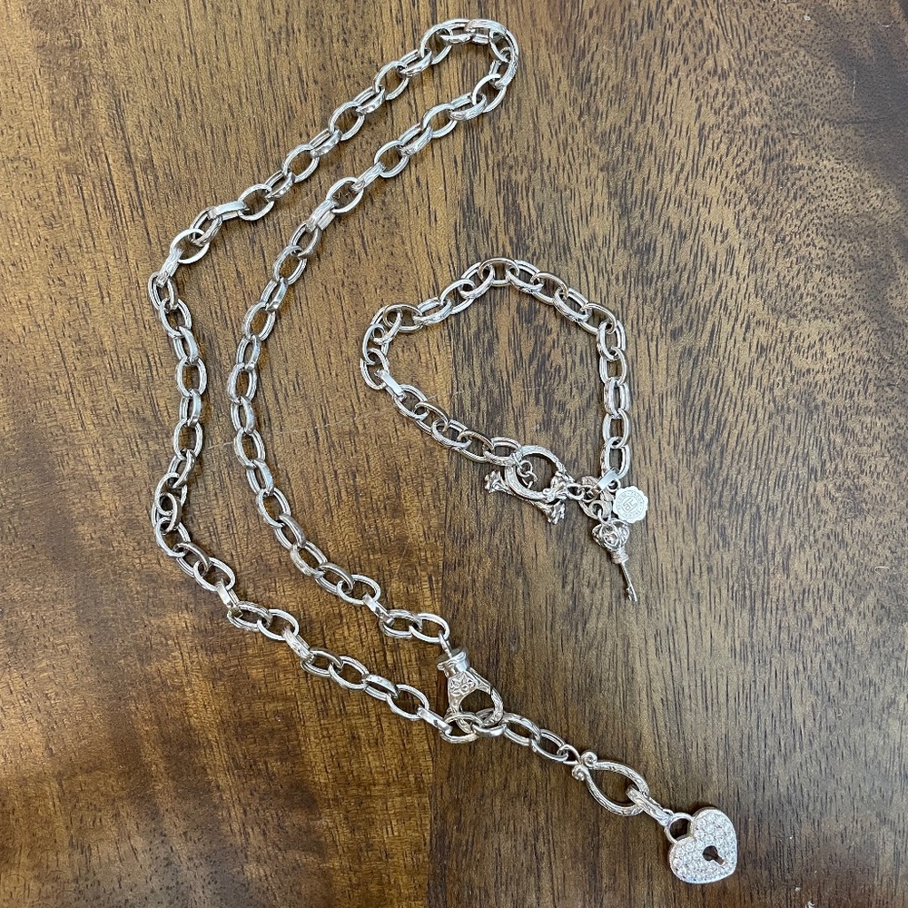 Tacori chain necklace and bracelet set lock and key charm